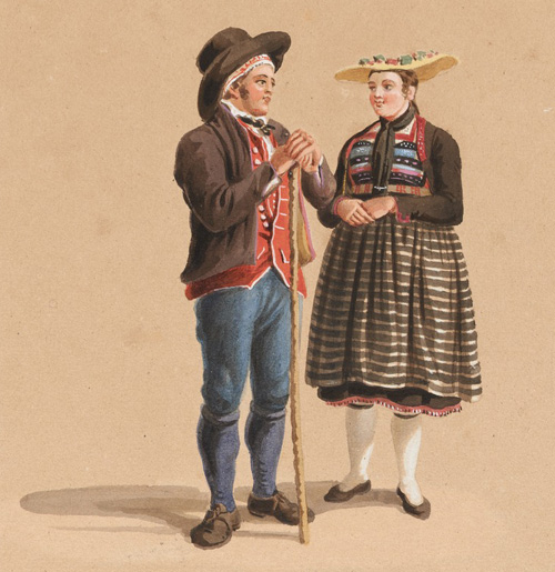 Man and woman wearing national attire from Canton of Lucerne