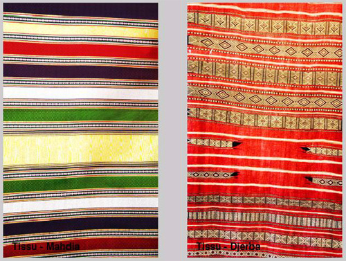 Samples of Tunisian hand-woven fabrics