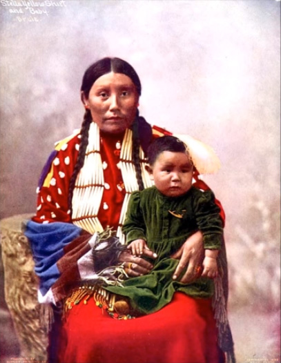 Stella Yellow Shirt and baby Brule Sioux tribe 1899