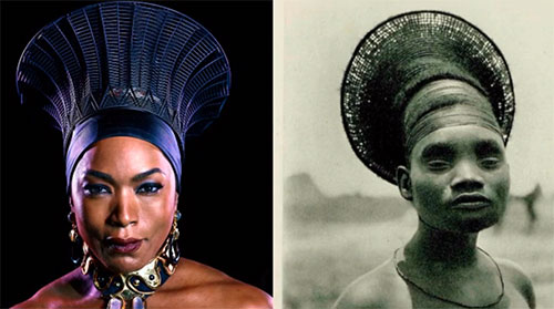 Queen Ramonda from Black Panther and Mangbetu woman