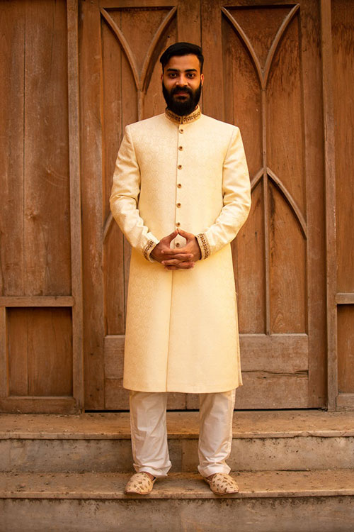 Pakistani men wearing sherwani
