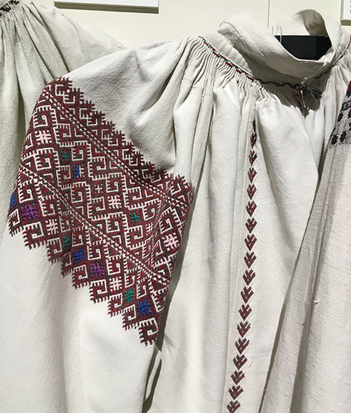 Needlework pattern on Ukrainian vintage traditional shirt